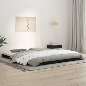 Estructura de cama de madera maciza negra 180x200 cm