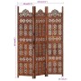 Biombo 3 paneles tallado a mano madera mango marrón 120x165 cm by , Room dividers - Ref: Foro24-285324, Price: 210,58 €, Disc...