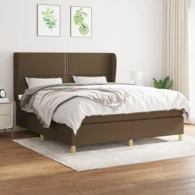 Box spring bed with dark brown fabric mattress 160x200 cm by , Beds and slatted bases - Ref: Foro24-3128456, Price: 530,08 €,...