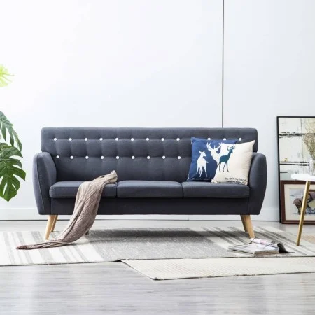 Sofá de 3 plazas tapizado de tela gris oscuro 172x70x82 cm by vidaXL, Sofas - Ref: Foro24-247125, Price: 456,19 €, Discount: %