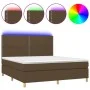 Box spring bed mattress LED lights dark brown fabric 160x200cm by , Beds and slatted bases - Ref: Foro24-3135368, Price: 516,...