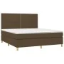Box spring bed mattress LED lights dark brown fabric 160x200cm by , Beds and slatted bases - Ref: Foro24-3135368, Price: 516,...