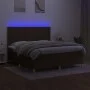 Box spring bed mattress LED lights dark brown fabric 160x200cm by , Beds and slatted bases - Ref: Foro24-3135368, Price: 516,...