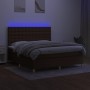 Cama box spring colchón luces LED tela marrón oscuro 160x200cm de , Camas y somieres - Ref: Foro24-3135768, Precio: 523,19 €,...