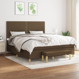 Cama box spring con colchón tela marrón oscuro 160x200 cm de , Camas y somieres - Ref: Foro24-3137088, Precio: 525,16 €, Desc...
