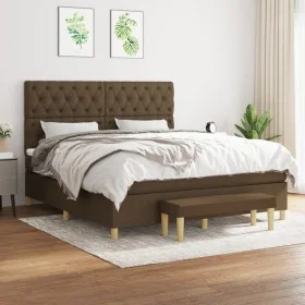 Box spring bed with dark brown fabric mattress 160x200 cm by , Beds and slatted bases - Ref: Foro24-3137408, Price: 622,98 €,...