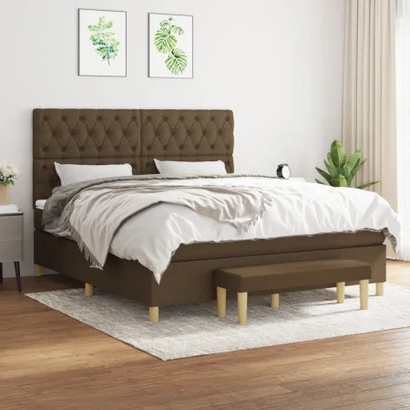 Box spring bed with dark brown fabric mattress 160x200 cm by , Beds and slatted bases - Ref: Foro24-3137408, Price: 622,98 €,...