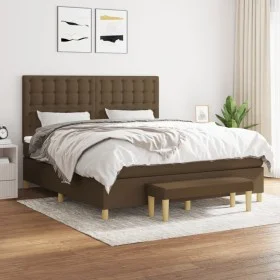 Box spring bed with dark brown fabric mattress 160x200 cm by , Beds and slatted bases - Ref: Foro24-3137488, Price: 582,78 €,...