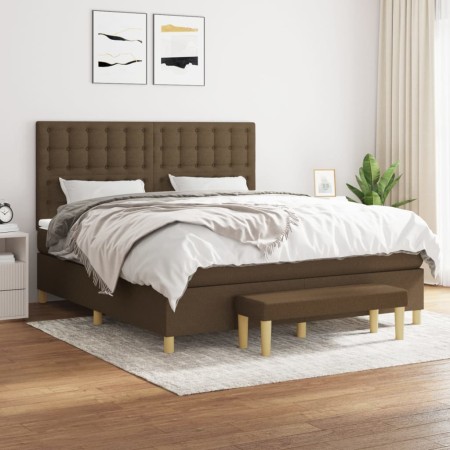 Box spring bed with dark brown fabric mattress 160x200 cm by , Beds and slatted bases - Ref: Foro24-3137488, Price: 554,70 €,...