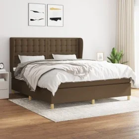 Box spring bed with dark brown fabric mattress 160x200 cm by , Beds and slatted bases - Ref: Foro24-3128856, Price: 554,79 €,...