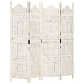 Paravent 4 Paneele handgeschnitztes weißes Mangoholz 160x165 cm von , Raumteiler - Ref: Foro24-285319, Preis: 234,33 €, Rabat...