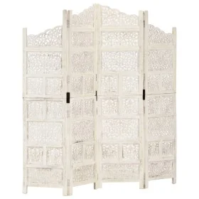 Screen 4 panels hand carved white mango wood 160x165 cm by , Room dividers - Ref: Foro24-285327, Price: 198,34 €, Discount: %