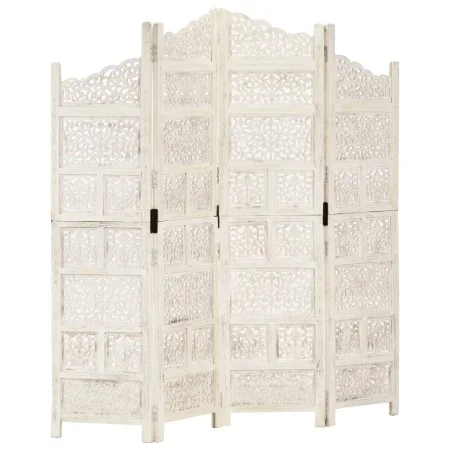 Screen 4 panels hand carved white mango wood 160x165 cm by , Room dividers - Ref: Foro24-285327, Price: 201,30 €, Discount: %