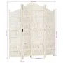 Screen 4 panels hand carved white mango wood 160x165 cm by , Room dividers - Ref: Foro24-285327, Price: 201,30 €, Discount: %