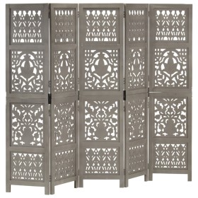 Paravent 5 Paneele handgeschnitztes graues Mangoholz 200x165 cm von , Raumteiler - Ref: Foro24-285333, Preis: 287,53 €, Rabat...