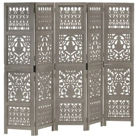 Paravent 5 Paneele handgeschnitztes graues Mangoholz 200x165 cm von , Raumteiler - Ref: Foro24-285333, Preis: 242,19 €, Rabat...