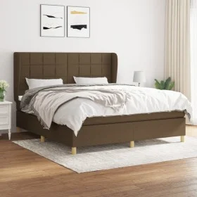 Box spring bed with dark brown fabric mattress 160x200 cm by , Beds and slatted bases - Ref: Foro24-3128536, Price: 566,29 €,...
