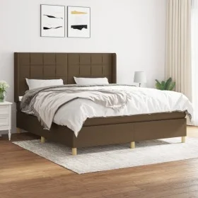 Box spring bed with dark brown fabric mattress 160x200 cm by , Beds and slatted bases - Ref: Foro24-3132004, Price: 559,63 €,...