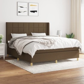 Cama box spring con colchón tela marrón oscuro 160x200 cm de , Camas y somieres - Ref: Foro24-3132004, Precio: 523,05 €, Desc...