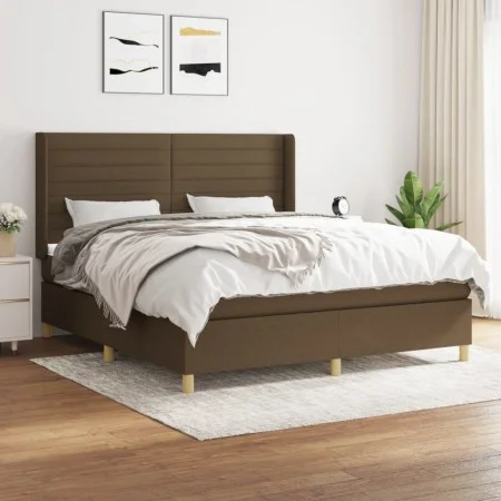 Box spring bed with dark brown fabric mattress 160x200 cm by , Beds and slatted bases - Ref: Foro24-3132084, Price: 538,12 €,...