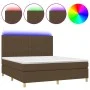 Box spring bed mattress LED lights dark brown fabric 160x200cm by , Beds and slatted bases - Ref: Foro24-3135608, Price: 538,...