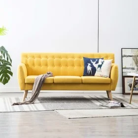 3-seater sofa upholstered in yellow fabric 172x70x82 cm by vidaXL, Sofas - Ref: Foro24-247127, Price: 423,35 €, Discount: %