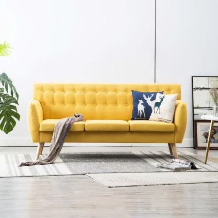 3-seater sofa upholstered in yellow fabric 172x70x82 cm by vidaXL, Sofas - Ref: Foro24-247127, Price: 423,35 €, Discount: %