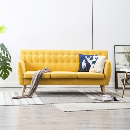 Sofá de 3 plazas tapizado de tela amarillo 172x70x82 cm de vidaXL, Sofás - Ref: Foro24-247127, Precio: 304,88 €, Descuento: %