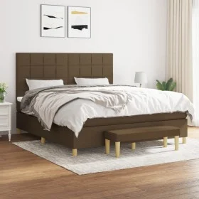 Box spring bed with dark brown fabric mattress 160x200 cm by , Beds and slatted bases - Ref: Foro24-3137168, Price: 596,59 €,...