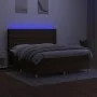 Box spring bed mattress LED lights dark brown fabric 160x200cm by , Beds and slatted bases - Ref: Foro24-3139208, Price: 556,...