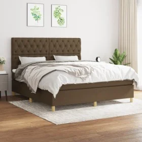 Box spring bed with dark brown fabric mattress 160x200 cm by , Beds and slatted bases - Ref: Foro24-3142588, Price: 578,20 €,...