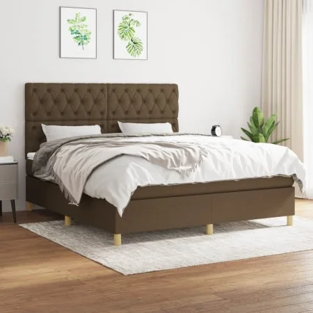 Box spring bed with dark brown fabric mattress 160x200 cm by , Beds and slatted bases - Ref: Foro24-3142588, Price: 578,20 €,...
