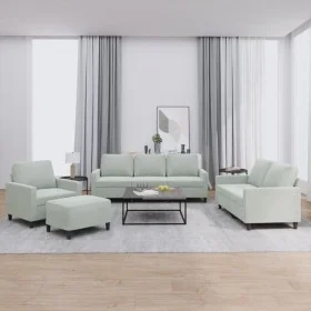 Sofa set with cushions 4 pieces light gray velvet by , Sofas - Ref: Foro24-3201486, Price: 645,54 €, Discount: %