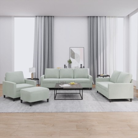 Sofa set with cushions 4 pieces light gray velvet by , Sofas - Ref: Foro24-3201486, Price: 633,50 €, Discount: %