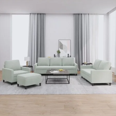 Sofa set with cushions 4 pieces light gray velvet by , Sofas - Ref: Foro24-3201486, Price: 645,56 €, Discount: %