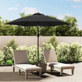 Garden umbrella with LED lights steel pole 300cm anthracite by vidaXL, Umbrellas - Ref: Foro24-44511, Price: 94,80 €, Discoun...