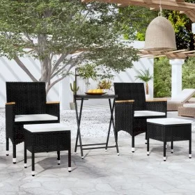 Mesa sillas jardín 5 pzas ratán sintético vidrio templado negro von , Gartensets - Ref: Foro24-3058394, Preis: 246,88 €, Raba...