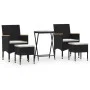 Mesa sillas jardín 5 pzas ratán sintético vidrio templado negro by , Garden sets - Ref: Foro24-3058394, Price: 250,99 €, Disc...