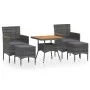 Set de comedor jardín 5 pzas ratán sintético madera acacia gris de , Conjuntos de jardín - Ref: Foro24-3058337, Precio: 325,3...