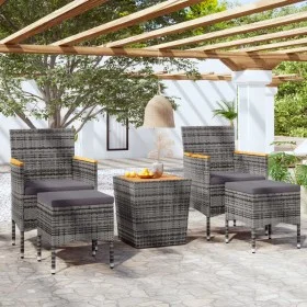 Mesa y sillas jardín 5 pzas ratán sintético madera acacia gris by , Garden sets - Ref: Foro24-3058377, Price: 262,72 €, Disco...