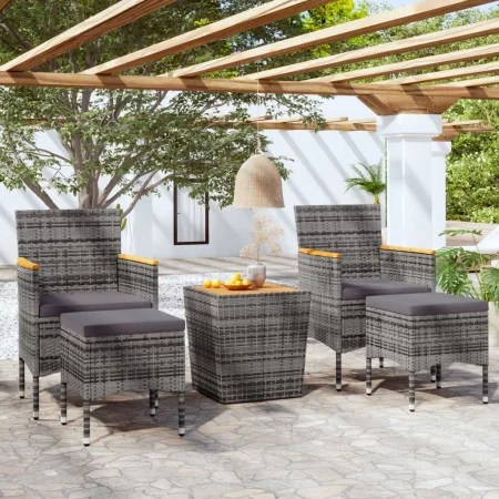 Mesa y sillas jardín 5 pzas ratán sintético madera acacia gris de , Conjuntos de jardín - Ref: Foro24-3058377, Precio: 267,28...