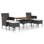 Set comedor jardín 5 pzas ratán sintético y madera acacia negro de , Conjuntos de jardín - Ref: Foro24-3058356, Precio: 512,13 €