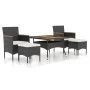 Set comedor jardín 5 pzas ratán sintético y madera acacia negro de , Conjuntos de jardín - Ref: Foro24-3058356, Precio: 513,6...