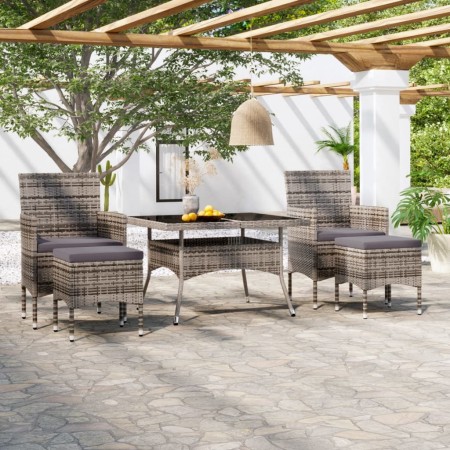 Set comedor jardín 5 pzas ratán sintético vidrio templado gris by , Garden sets - Ref: Foro24-3058349, Price: 431,56 €, Disco...