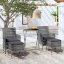 Mesa sillas jardín 5 pzas ratán sintético vidrio templado gris by , Garden sets - Ref: Foro24-3058389, Price: 202,89 €, Disco...