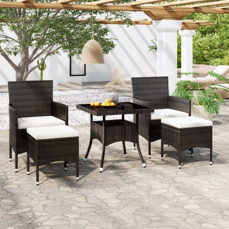 Set comedor jardín 5 pzas ratán sintético vidrio templado negro von , Gartensets - Ref: Foro24-3058328, Preis: 317,32 €, Raba...
