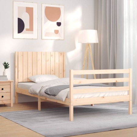 Estructura de cama con cabecero madera maciza 100x200 cm de , Camas y somieres - Ref: Foro24-3194756, Precio: 129,91 €, Descu...