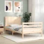Bed frame with solid wood headboard 100x200 cm by , Beds and slatted bases - Ref: Foro24-3194756, Price: 127,97 €, Discount: %