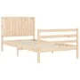 Bed frame with solid wood headboard 100x200 cm by , Beds and slatted bases - Ref: Foro24-3194756, Price: 127,97 €, Discount: %