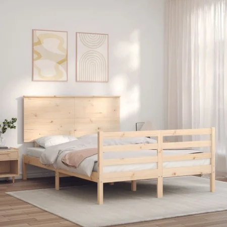 Bettgestell mit Massivholzkopfteil 140x190 cm von , Betten und Lattenroste - Ref: Foro24-3195201, Preis: 135,34 €, Rabatt: %